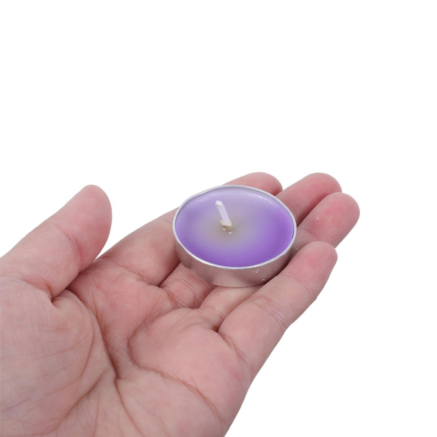 ibasenice 50Pcs Unscented Tea Candles: Unscented Long Burning Tealight Candles Clean Smokeless - 1.4x1.4x0.4 Scentless Tealights for Romantic Candlelight Dinner Party, Purple