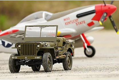 Fms 1/6 1941 MB Scaler RC mini Jeep RC Truck MB Scaler 4x4 Hobby Grade Brushed RC Rock Crawler RC Army Military Truck for AdultsRS (1/6)