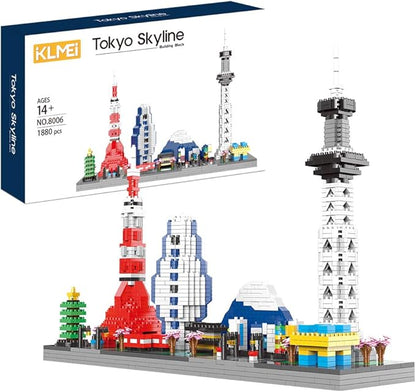 Japanese Architecture Tokyo Skyline Micro Building Blocks for Adults and Kids Ages of 14+ – Challenging Construction Set 1880 Pieces Perfect Home and Office Decoration