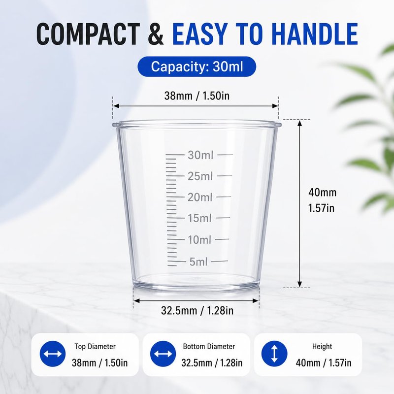 10pcs 30ml Plastic Liquid Measuring Cups Transparent Clear Plastic Graduated Kitchen Cooking Medicine Measure Tool