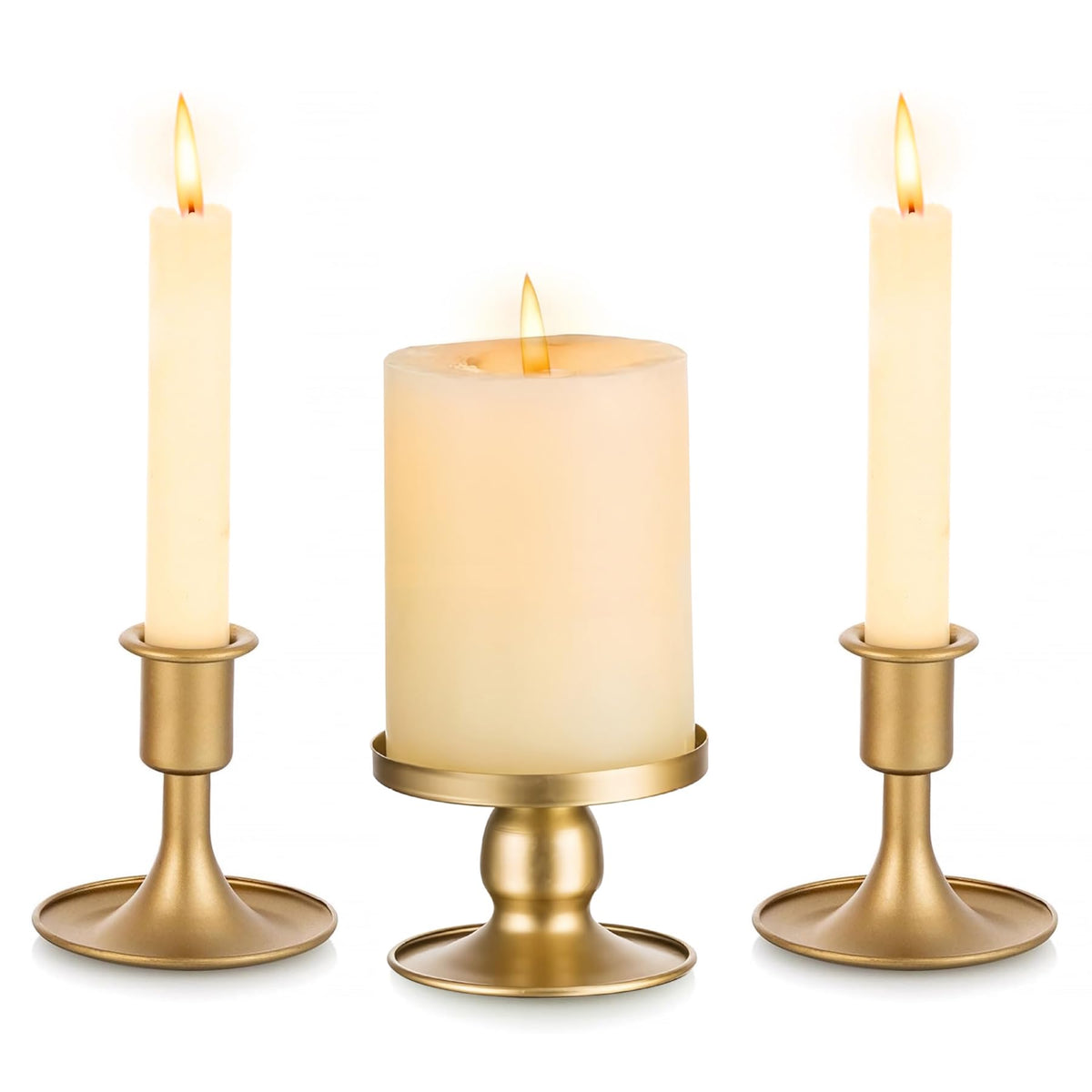 Unity Candle Holder - Gold Unity Candle Holders for Weddings, Metal Gold Unity Candlestick Holder Set of 3, Decorative Unity Candle Stand for Wedding Ceremony Table Centerpiece Decoration Gift