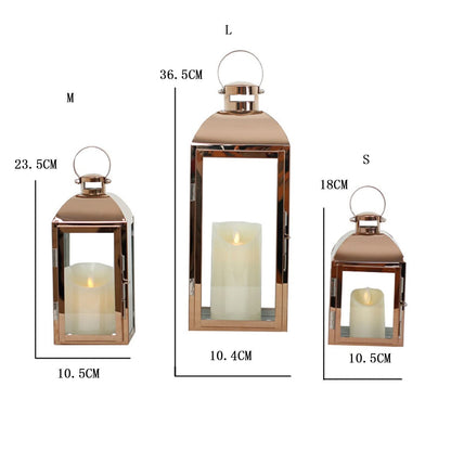 Candle Sconces Hanging Candle Holder Stainless Steel Lantern Candle Holder with Clear Glass Rustic Light Tealight Holder Centerpieces for Table Candle Stand/Display Candelabra (Size : S)