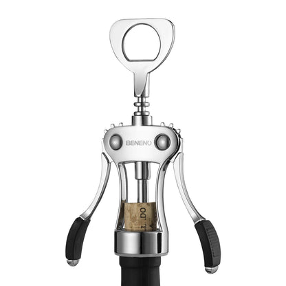 Beneno Wine Opener, Zinc Alloy Premium Wing Corkscrew with Multifunctional Bottles Opener, Sharp Wine Corkscrew with Ergonomic Non-Slip Wing Handle, Upgrade