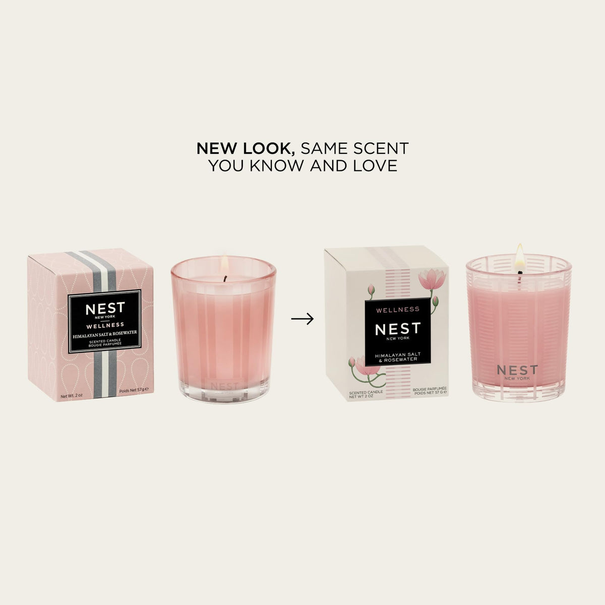 NEST New York Scented Votive Candle, Himalayan Salt & Rosewater - 2 oz - Up to 28-Hour Burn Time - Reusable Glass Vessel