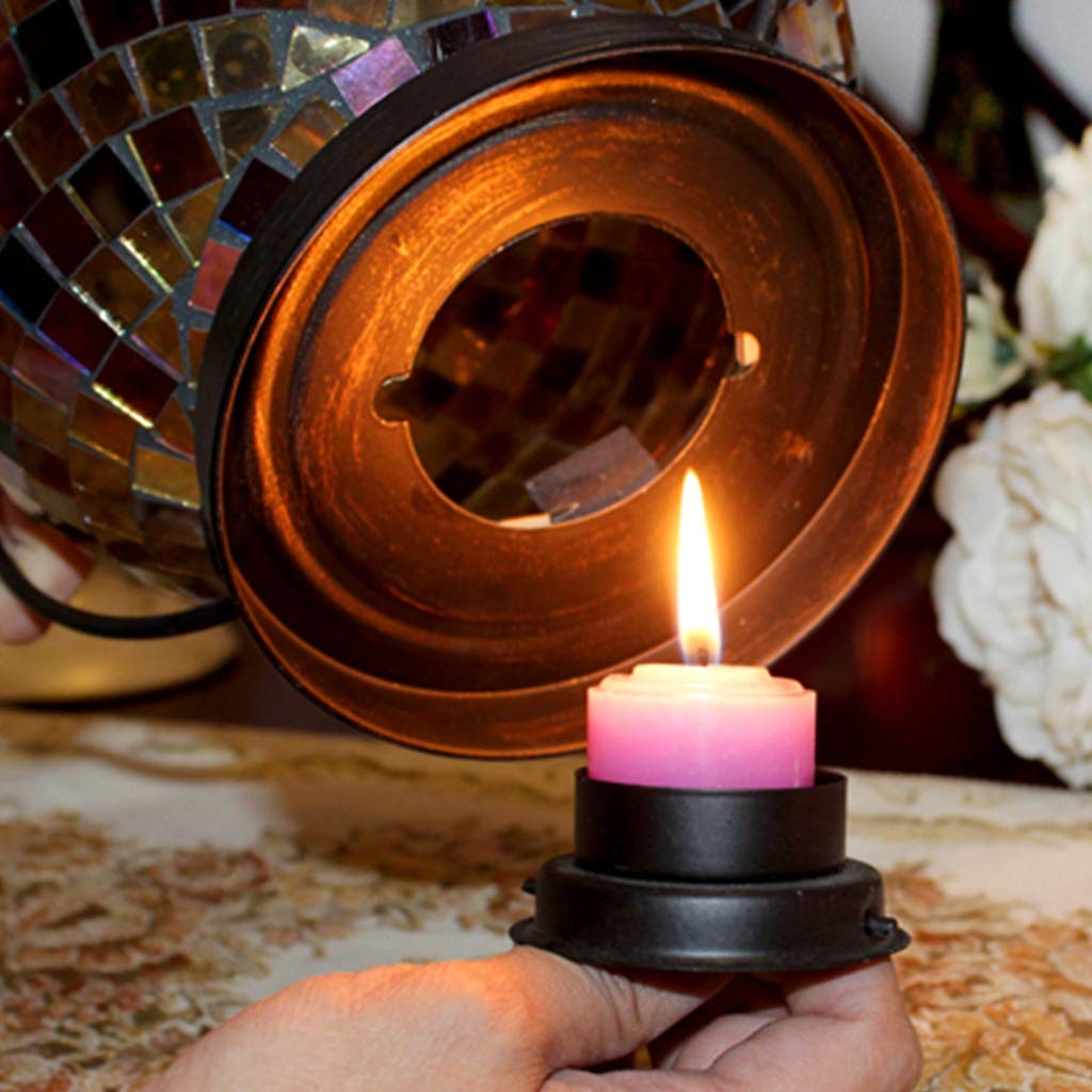XILIN-1987 Candle Holderss European Mosaic Candle Holder Wrought Iron Glass Candlestick Simple Home Furnishings Decorative Candlestick (Color : B)