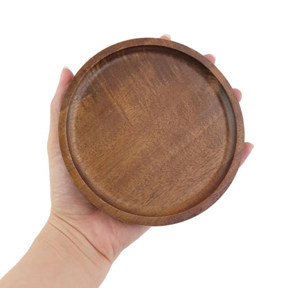UTALIND Wood Candle Holder Farmhouse Decor, Wooden Pillar Candles Decorative Tray for Pillar Floating Candles Round Wooden Plate Pedestal Stand for Coffee Table Christmas Decor,2Pcs(Brown)