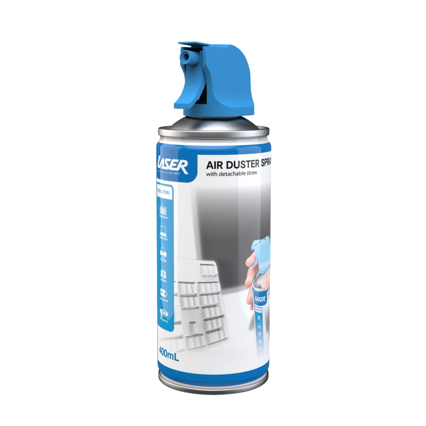 Laser Compressed Air Duster Spray 400ml with Air Blower Extension Tube - Cleaning Kit for Keyboard, Computer Monitor Vents, TV Edges, Printer, Laptop, Desktop PC, Digital Camera