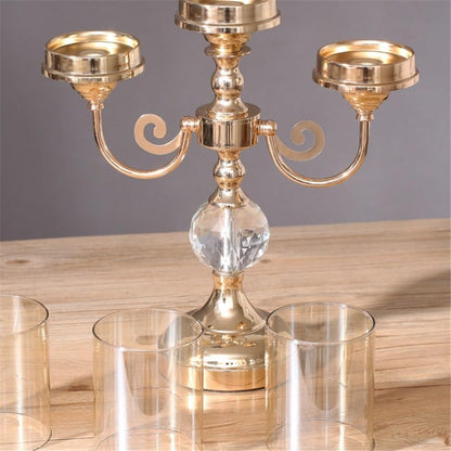 YUHUAWF Candle Holderss Simple Metal Glass Three-Head Candle Holder Living Room Dining Table Wedding Decoration Ornaments Decorative Candlestick(Large)