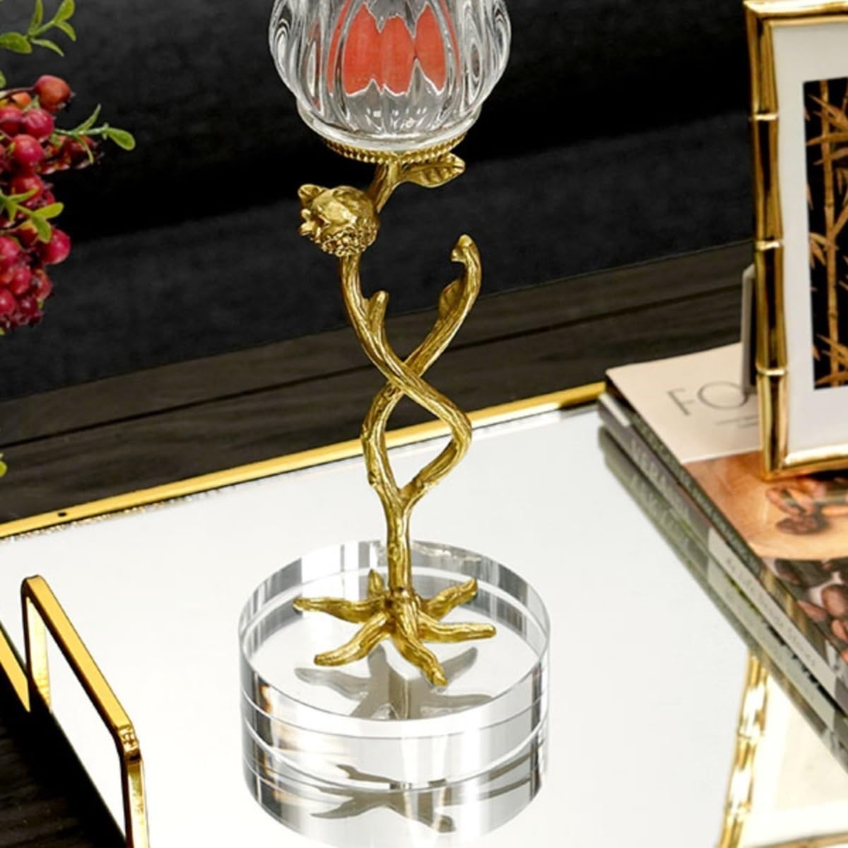 YUHUAWF Candle Holderss Light Luxury Crystal Glass Candlestick Living Room Restaurant Table Creative Decorative Ornaments Candle Holder Decorative Candlestick