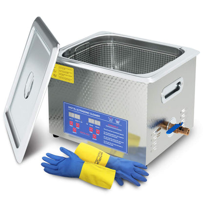 2024 Upgrade 600W Heated Ultrasonic Cleaner 15L Stainless Steel Sonic Bath for Guns Carburetors Injectors Parts and PCB with Free Rubber Gloves Gifts Use in Automotive and Firearm Industry DAREFLOW