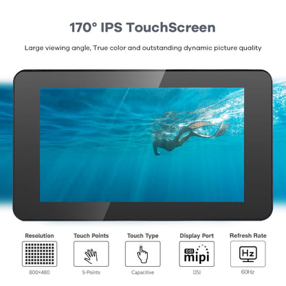 Hosyond 7 Inch Touchscreen IPS DSI Display Compatible with Raspberry Pi 5, 800x480 Capacitive Screen MIPI DSI Driver-Free Interface