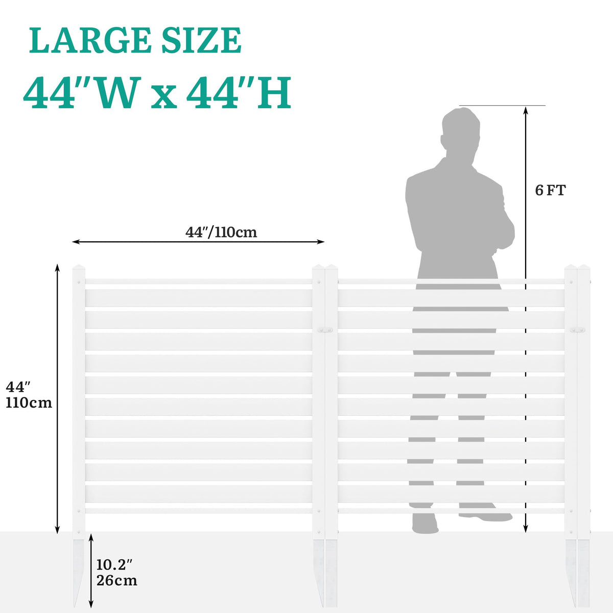 YITAHOME 44" W X 44" H Air Conditioner Fence Privacy Screen with Metal Stakes, Outdoor Trash Can Enclosure, Vinyl Pool Equipment Enclosure (2 Panels)