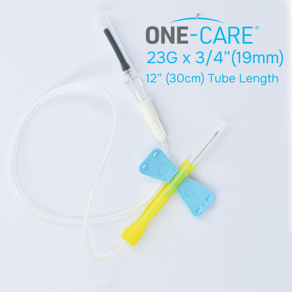 ONE-CARE 23Ga x 3/4" (Box of 50), 12'' Tube, Luer Adpt, Industrial Lab Supplies Dispensing Accessories, Individually Packaged, 50 Sets