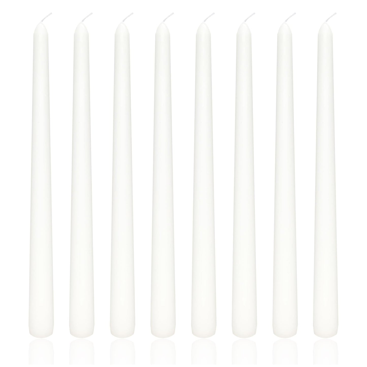 8 Pack 10 Inch White Christmas Candlesticks Long Burning Time and Dripless Taper Candles for Dinner Home Decor Wedding Shower