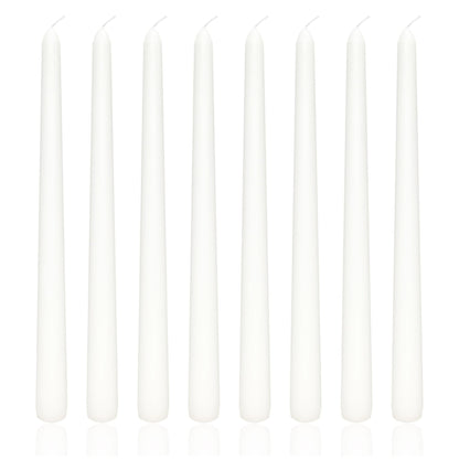 8 Pack 10 Inch White Christmas Candlesticks Long Burning Time and Dripless Taper Candles for Dinner Home Decor Wedding Shower