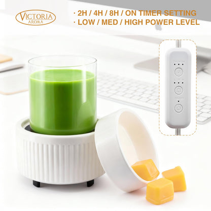 VICTORIA AROMA Ceramic Wax Warmer with Timer, Candle Wax Melter & Wax Burner for Scented Wax Melts, Electric Fragrance Wax Melt Warmer for Home Office Decor Ideal Gift（White）