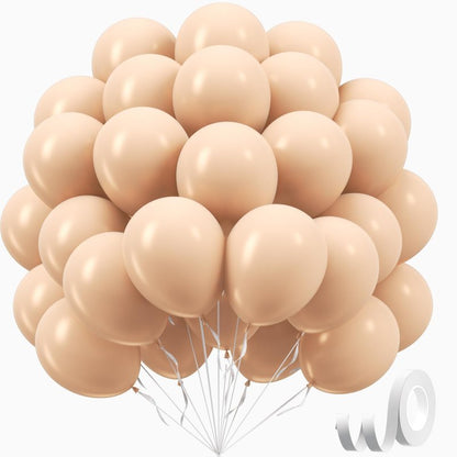 Nude Balloons 12 inch, Beige Latex Balloons 50pcs Party Balloons for Netural Baby Shower Gender Reveal Birthday Party Decorations