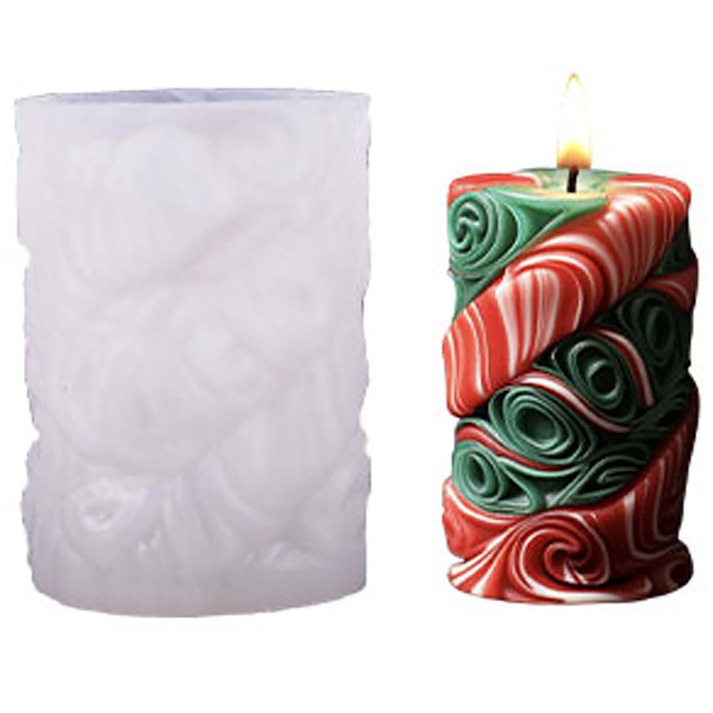 Flower Succulent Leaves Cylinder Molds Silicone Wave Spiral Candle Mold - Silicone Resin Casting Molds for Candle & Resin & Soap Craft Supplies