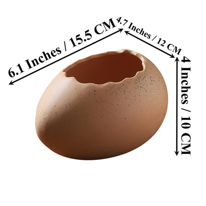 ROSE CREATE 6" Porcelain Brown Egg Easter Dessert Bowl, Big Ceramic Ostrich Egg Snack Appetizer Trays Set, Dessert Serving Dishes, Snack Platter