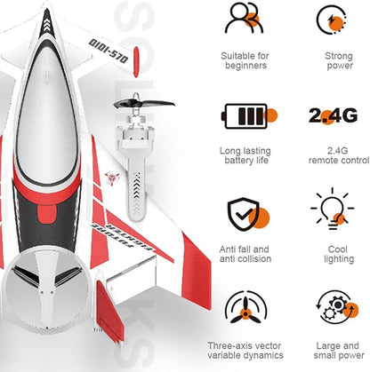 QIDI 570 RC Airplane 2.4Gh 6CH RC Glider Fixed Wing Aircraft 3 Flight Models Brushless RC Helicopters Vertical Takeoff RC Glider (Red)