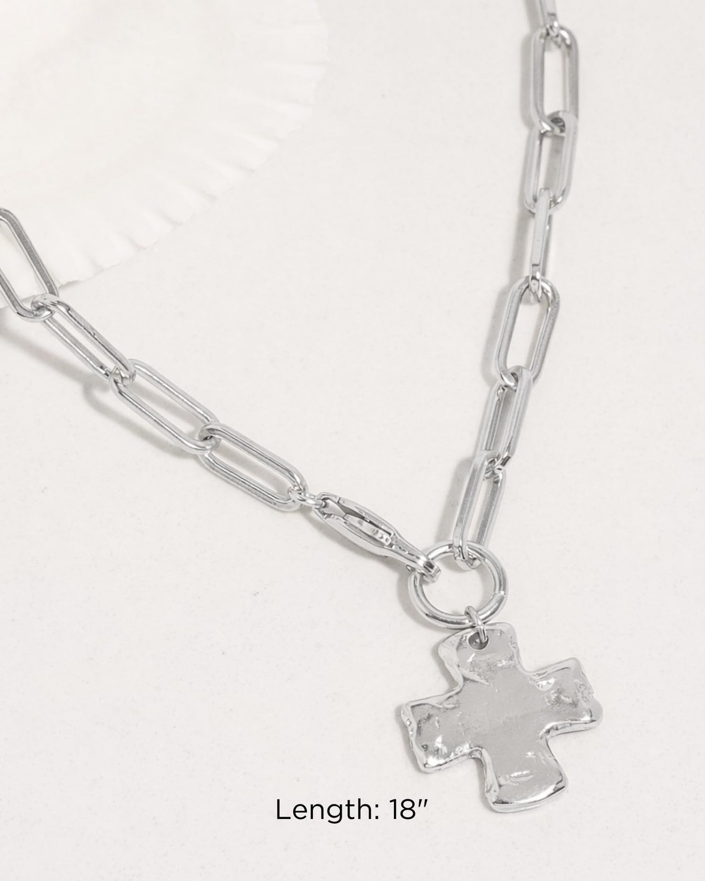 James Michelle The Original Silver Chunky Cross Chain Necklace for Women – 3-Year Color Guarantee – Waterproof, Non-Tarnish, Hypoallergenic, PVD Coated – Great for Beach, Weddings, Gifts – 20” Length