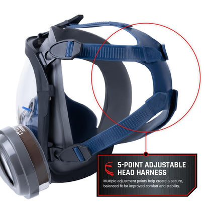PT-101 Full Face Organic Vapor & Particulate Respirator with Dual P-A-3 Carbon Activated Cartridges - Eye Protection Mask