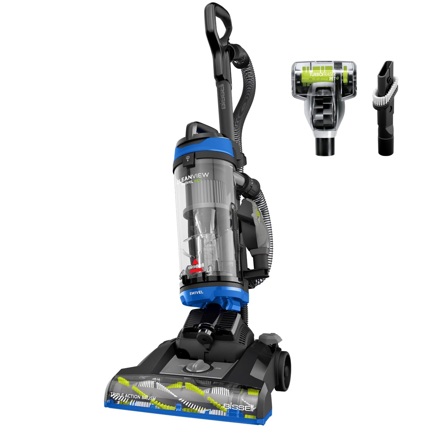 Bissell CleanView Swivel Vacuum with Triple Action Brush Roll, Swivel Steering, Extension Wand, Easy-Empty Dirt Tank, Multi-Cyclonic Suction System