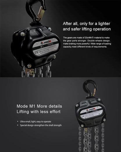 Mode Manual Hand Lifting Chain Block Hoist 2 Pieces 1TON 2200LBS Capacity with 30ft. Chain¡