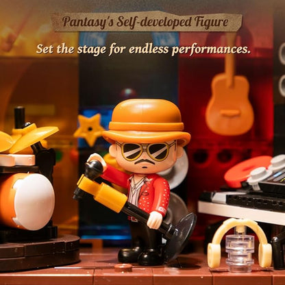 PANTASY Retro Jukebox Building Kit with Coin &amp Sound Function Mechanical Music Box Model with Acrylic Records Recording Studio &amp Minifigure Collectible Construction Toy Gift for Adults and