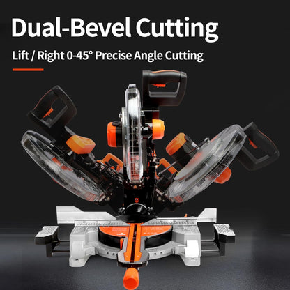TOYAKI 12-Inch Sliding Compound Dual-Bevel Miter Saw With Laser Guide, LED Light,Extension Table, 15-Amp, 4.13x12.99inch Cutting Capacity, With 40T And 120T TCT Miter Saw Blades
