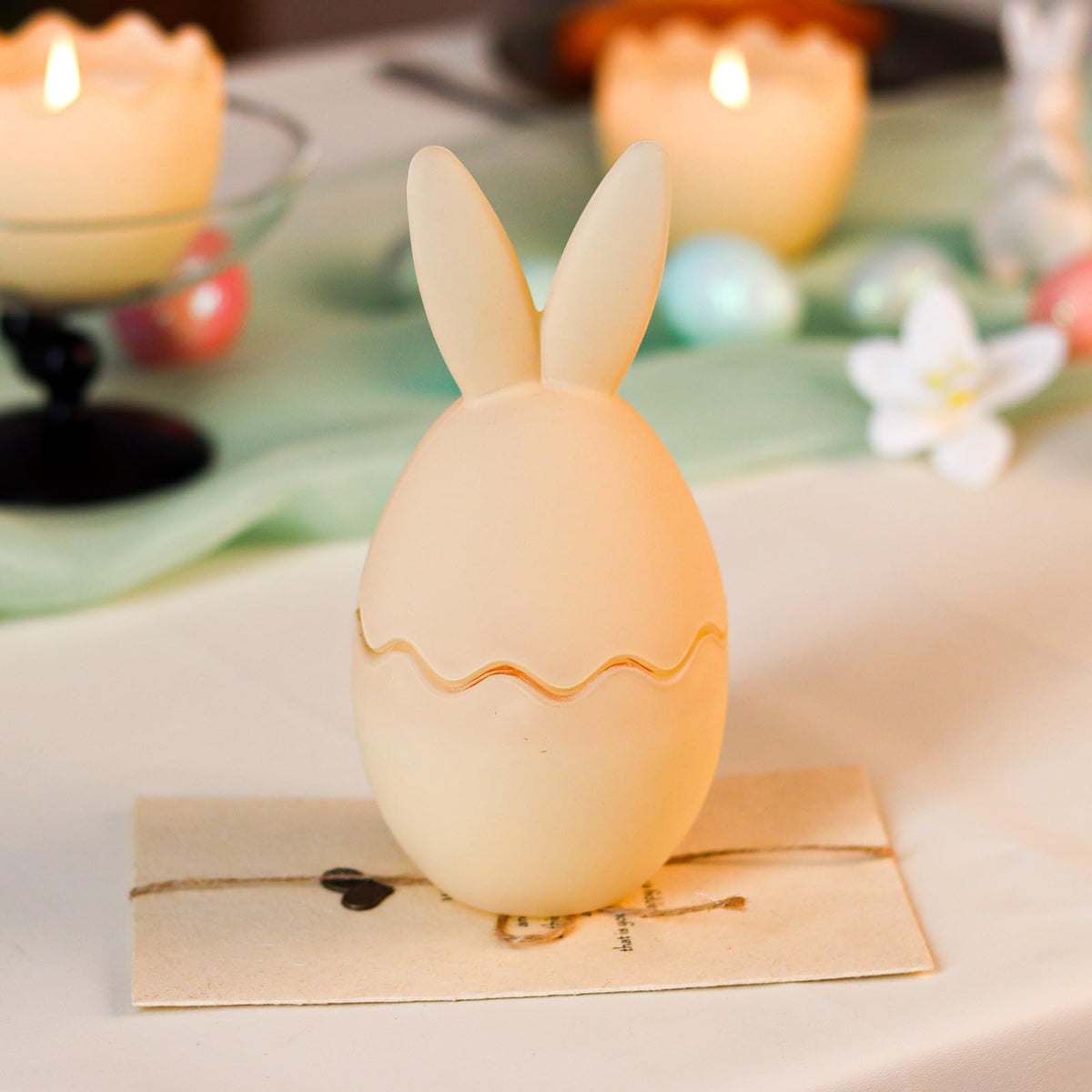 Vanilla Scented Candle, Bunny Spring Home Decor, Indoor Easter Decoration for Table Centerpiece, Gift for Women