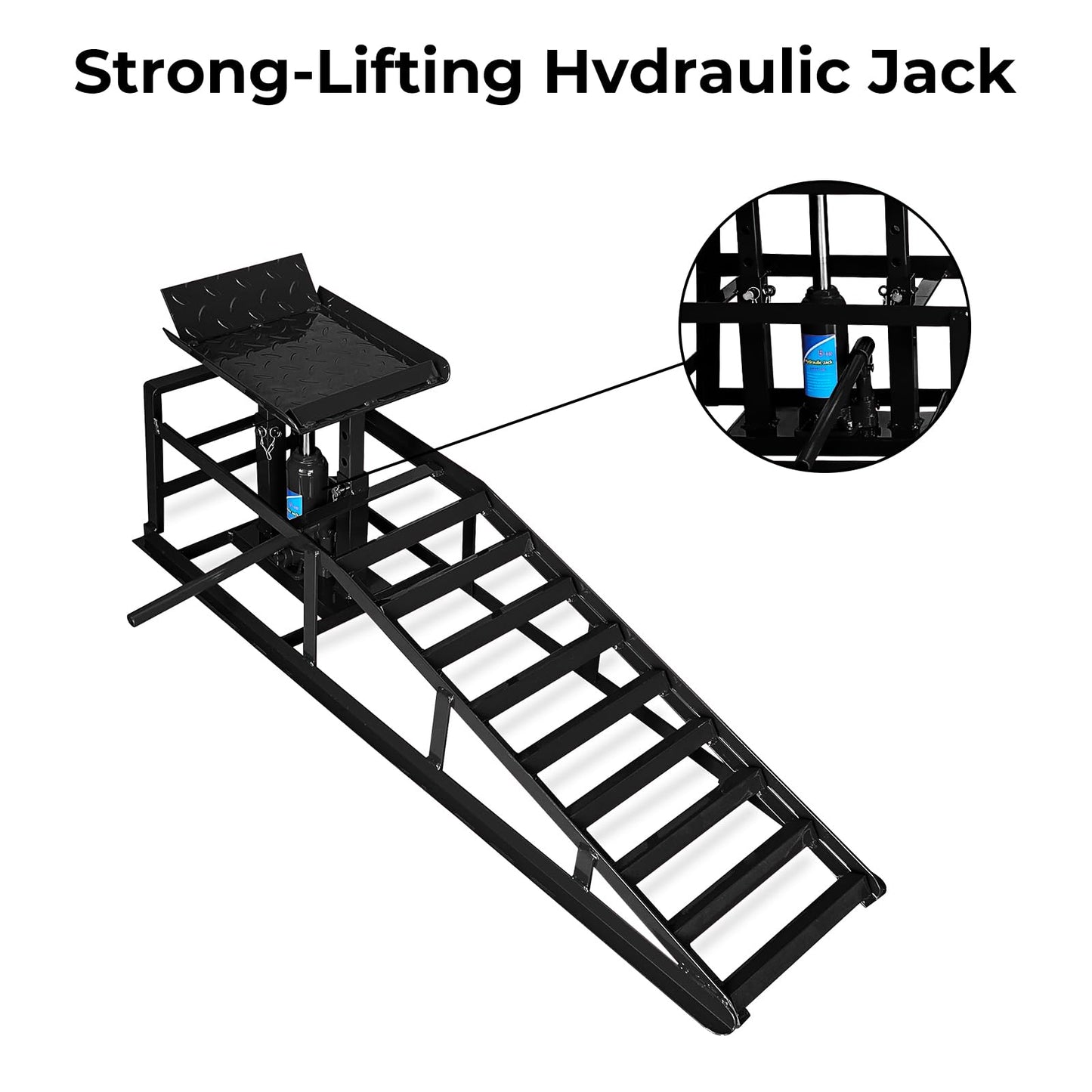 Skepphlay 2 Pack Hydraulic Car Ramps 5t, Car Ramps High Lift 11000lbs, Cars Lift Service Ramp Height 9"-14.2", Heavy Duty Steel Auto Ramp for Changing Oil for Maintenance, Black