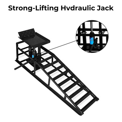 Skepphlay 2 Pack Hydraulic Car Ramps 5t, Car Ramps High Lift 11000lbs, Cars Lift Service Ramp Height 9"-14.2", Heavy Duty Steel Auto Ramp for Changing Oil for Maintenance, Black