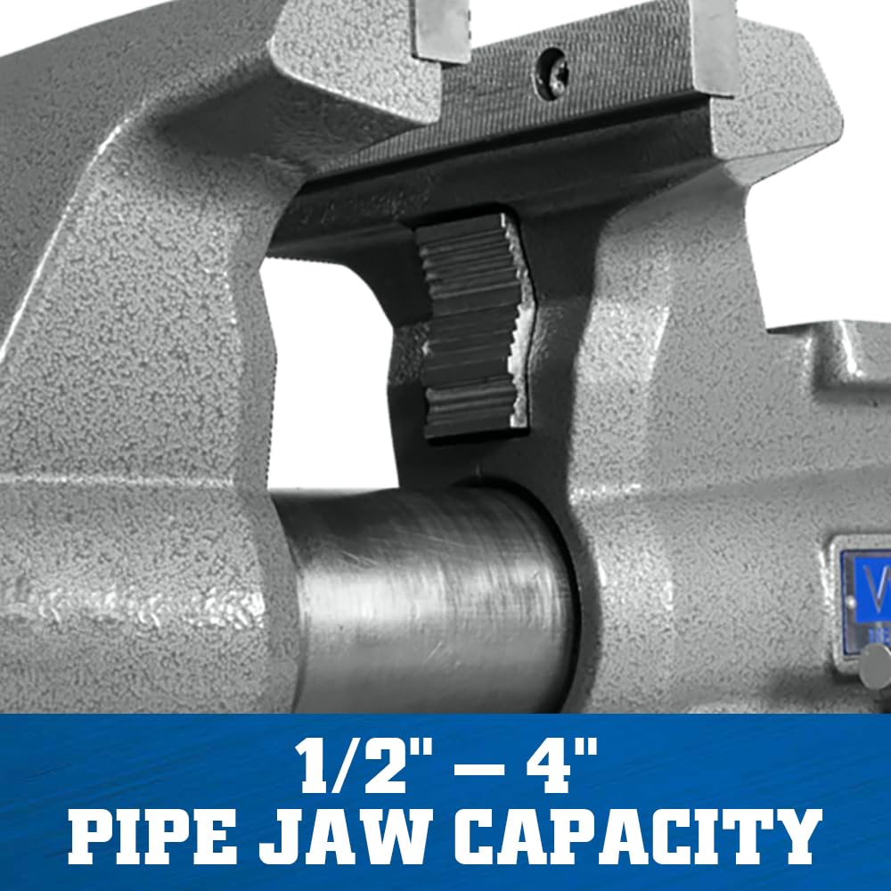 Wilton Mechanics Pro Bench Vise, 8" Jaw Width, 8-1/2" Jaw Opening, 4-1/2" Throat (Model 880M), Grey
