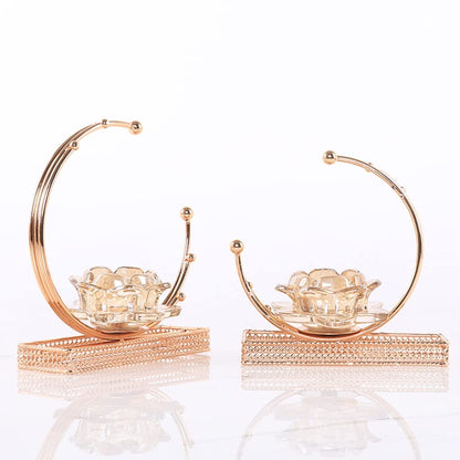 Candlestick Holders New Chinese Candle Holder Creative Crystal Glass Metal Candle Holder Ornament Home Restaurant Desktop Candlelight Dinner Candle Holders(Size:B)