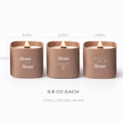Set of 3 Premium Scented Soy Candles Gift Set | Home Collection – White Musk, Bamboo Forest & Peony Garden | Crackling Wood Wick | Luxurious Candles for Relaxation, Home Décor & Gifts | 9.8oz Each
