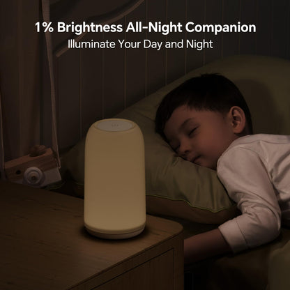 Touch Bedside Table Lamp, [Sleek Design & RGB Mode] 3 Way Dimmable Small Lamp for Bedroom, LED Lamp with Warm White Lights, Multi-Color Smart Nightstand Lamp for for Living Room Home Gifts
