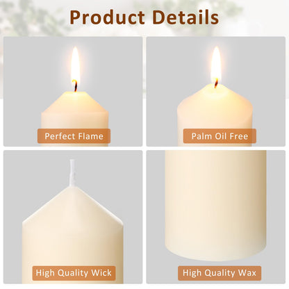 MTLEE 40 Pcs Ivory Pillar Candles Bulk 2 x 6 Inches Dripless Unscented Wax Long Burning Smokeless Clean Burning Decorative Candles for Weddings Parties Dinners Spa Bath Home Decor