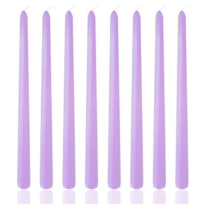 8 Pack 10 Inch Lavender Purple Taper Candles for Dinner Home Decor Wedding Shower