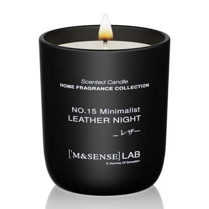 M&SENSE Natural Soy Candle| Leather Night | 5.3 oz | Mini Spring Scented Candles for Relaxation, Meditation, Home Décor | for Bedroom, Office, Party Small
