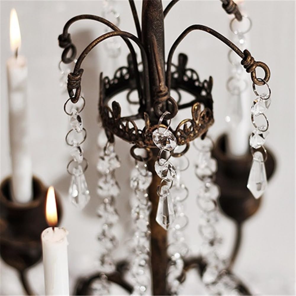 YUHUAWF Candle Holderss Retro Country Four-Head Candlestick Home Romantic Iron Candle Holder Decoration Decorative Candlestick