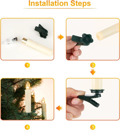 Mxqdhx Christmas Trees flameless Candles, 30Pcs Led Flickering Lights Battery Operated Candlesticks with Remote Timer/Clips, Warm White Window Taper Candles for Home Wedding Halloween Birthday Decor