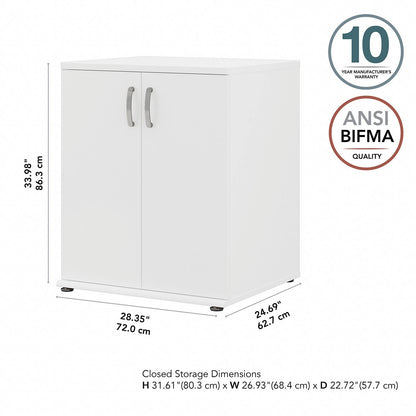 Bush Business Furniture Universal Garage Storage Cabinet with Doors and Shelves in White