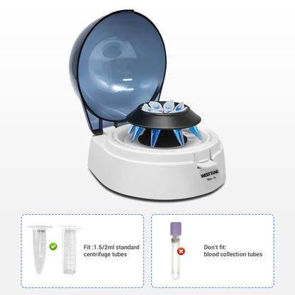 WEST TUNE 7000 RPM Microcentrifuge，Lab Benchtop Centrifuge.Mini Centrifuge Machine with Low Noise,2 Rotors for 0.2/0.5/1.5/2ml Centrifuge Tubes and PCR Strips