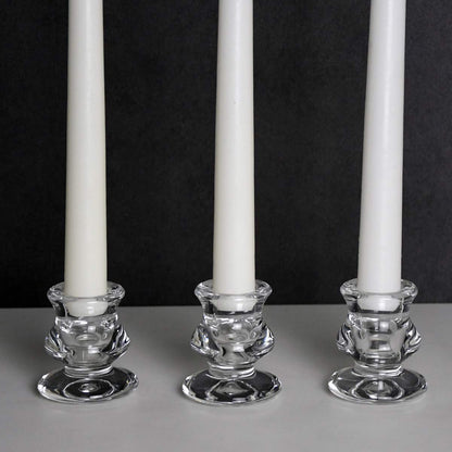Clear Glass Candlestick Holders, Set of 6 Taper Candle Holders for Wedding, Decoration and Dinning