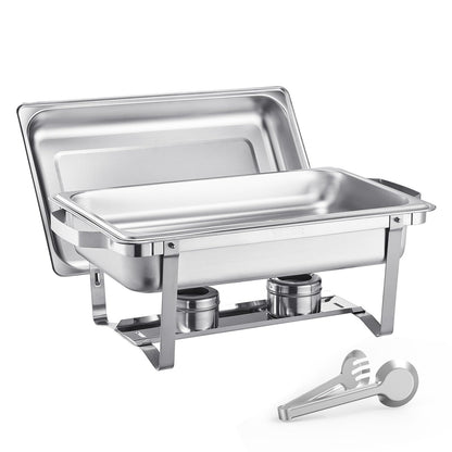 VEVOR Chafing Dish Buffet Set, 8 Qt 4 Pack, Stainless Chafer with 4 Full Size Pans, Rectangle Catering Warmer Server with Lid Water Pan Folding Stand Fuel Tray Holder Spoon Clip