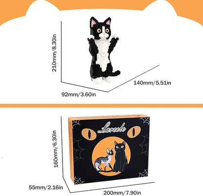 Larcele Micro Building Blocks Set DIY Mini Building Toy Bricks for Age Over 12 Years 1227 Pieces KLJM-05 (Devon Rex Cat)