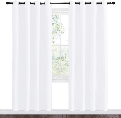 NICETOWN White Room Darkening Curtains - Energy Saving Grommet Top Drapes for Bedroom | Set of 2 Panels, 55x78 Inch