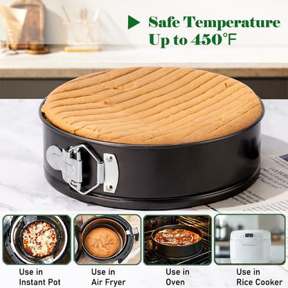 Tellshun 10 Inch Springform Pan Tin With 50Pcs Parchment Paper Nonstick Baking Mold Round Leakproof Removable Bottom Bakeware for Cake Cheesecakes Pie Pizza and Quiches