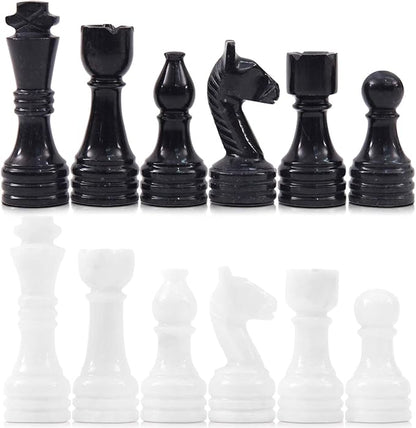 Radicaln Marble Chess Figures 3.5'' Inches Black and White Handmade Figures for Board Games - Marble Chess Set &amp Checker Board Game for Adults